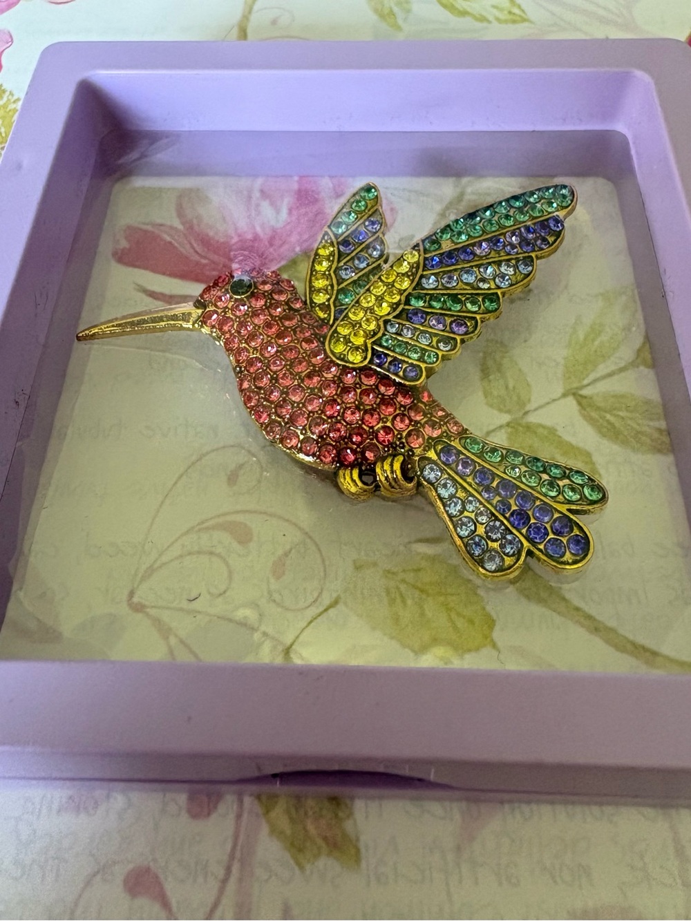 Colorful Multicolor Hummingbird Bird Brooch Pin - Picture 9 of 9